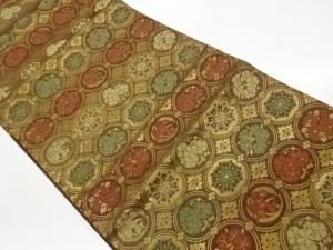 花丸文に花菱模様織出し名古屋帯（松葉仕立て）